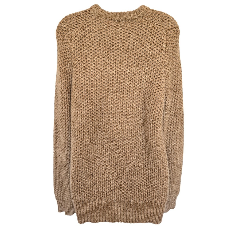 Club Monaco Italian Yarn Camel Merino Wool Blend Sweater S Skandi Fisherman Chic - Picture 6 of 10